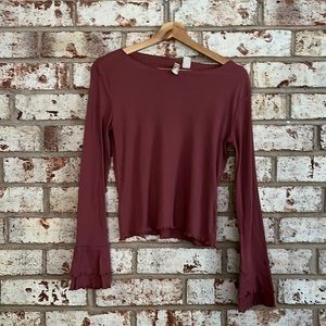 Purple long sleeve - fringe at the bottom and fringe on the bottom of sleeve